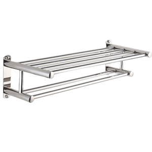 Toallero de pared de doble nivel de acero inoxidable, moderno, para baño, barra para toallas, soporte de almacenamiento para toallas de ducha, accesorios de baño - Product Image 2