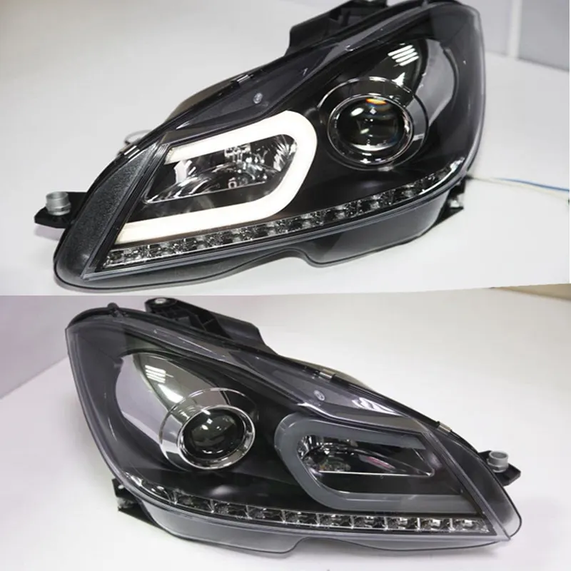 Đối Với Mercedes-Benz W204 LED Strip Đèn Pha Bi Xenon Ống Kính Máy Chiếu 2012-2013 Năm Loại C