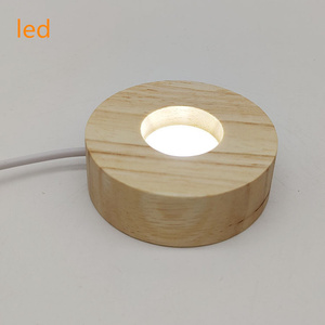 RGB Farbwechsel Leuchtende USB Tisch lampe Runde Blütenblatt form Holz sockel für Kristall kugel Glas Nachtlicht Kunst dekorieren - Product Image 5