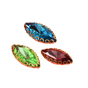 Strass Navette 12 Facettes Bord Doré pour Accessoires Cheveux DIY, Vêtements et Décorations à Coudre à la Main - Product Image 5