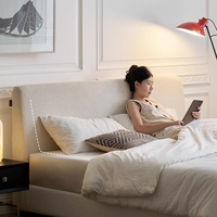 Lit double modulaire Zayshine de luxe moderne nordique en velours blanc pour chambre principale, tailles Queen et King, 1,5 et 1,8 mètres, grand lit souple