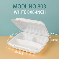 Boîtes repas jetables blanches en plastique minéralisé (MFPP) pour la restauration rapide – Contenants alimentaires à couvercle rabattable