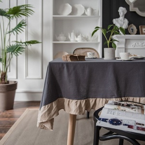 French Classic Pure Flounce <b>Linen</b> Customizable Embroidered Edge <b>Linen</b> <b>Table</b> <b>Cloth</b> for Hotel Tablecloth Wholesale - Product Image 3
