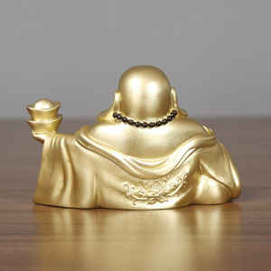 Figurine de Bouddha Maitreya en cuivre, dorée, faite à la main, décoration de bureau, décoration de la maison - Product Image 3