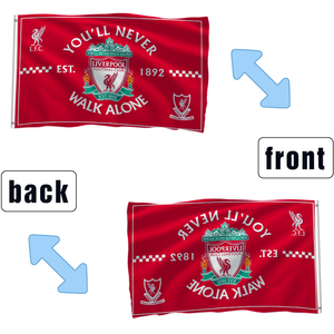 Bandera de Liverpool FC de 3x5 pies con la frase "You'll <span class=keywords><strong>Never</strong></span> Walk <span class=keywords><strong>Alone</strong></span>", de poliéster de doble cara, para aficionados y eventos deportivos - Product Image 2