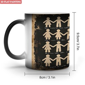 Mug personnalisé imprimé avec motif, noir givré, 11 oz, céramique, tasse vierge sensible à la chaleur - Product Image 1