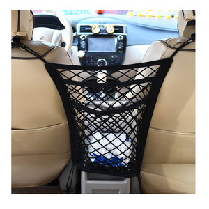 Bolsa de red elástica para almacenamiento entre asientos de coche, organizador interior de coche, divisor de coche, barrera para mascotas, bolsa de red universal elástica de 3 capas - Product Image 1