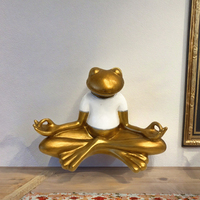 Statue de grenouille Zen en résine dorée pour la décoration de la maison et du bureau