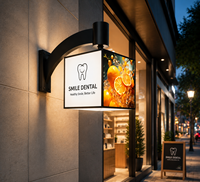 Boîte lumineuse murale LED double face en PVC pour extérieur/intérieur avec bras incurvé, personnalisable, pour enseigne de magasin ou de bureau