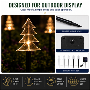 <span class=keywords><strong>Luces</strong></span> <span class=keywords><strong>Solares</strong></span> de <span class=keywords><strong>Navidad</strong></span> para Jardín, Juego de 5 Piezas Enlazadas para Decoración de Césped y Caminos al Aire Libre - Product Image 4