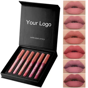 6 Pcs Lipstick Set Matte Long-lasting Wear Non-stick Waterproof Private Label Lip Gloss Makeup Gift Sets