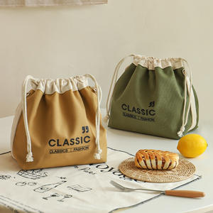 Sac à déjeuner classique en toile avec cordon de serrage, 8,46x5,12x9,05 pouces, isolé et portable, pour les employés de bureau et les étudiants - Product Image 5