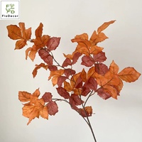 Vente en gros de feuilles artificielles en soie verte de 98 cm, longues tiges, branche de feuilles bordeaux, verdure pour mariage, décoration florale, remise de diplôme