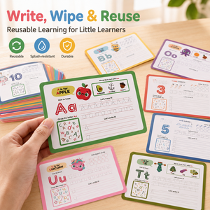 Carte Didattiche Alfabeto e Numeri A-Z 1-10 Bifacciali per Tracciare e Associare Parole per Bambini Piccoli, Prescolare e Asilo - Product Image 4