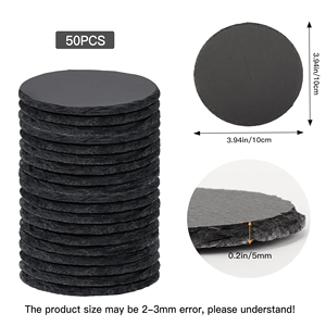 Black Slate Stone <b>Coasters</b> Round <b>Drink</b> <b>Coasters</b> Bulk Laser Engraving Mats and Pads for Home Bar Kitchen - Product Image 3