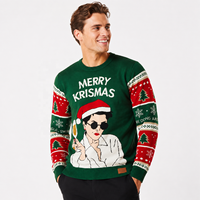 Pull de Noël moche en jacquard à col rond, respirant, avec logo frontal, idéal pour les fêtes d'hiver, vente en gros, OEM