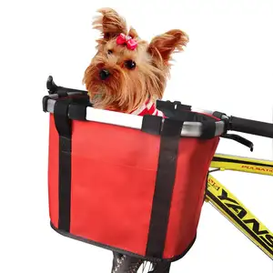 Çok fonksiyonlu ayrılabilir bisiklet gidon sepeti köpek veya kedi için büyük katlanır evcil hayvan taşıyıcı bisiklet sepeti