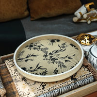 Plateau de rangement rond en bois écologique Art Déco pour la décoration de table