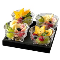 Geperst kristallen glazen schaaltjes met bloemenmotief, premium kwaliteit, voor restaurants, decoratief, voor desserts, salades en fruit.