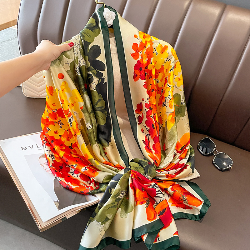 Designer Stampa floreale Hijab da donna 70 cm Sciarpa di seta quadrata