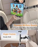 Support universel pour téléphone et tablette à fixer sur appuie-tête, bras télescopique rotatif flexible à 360°, hauteur réglable, support de voiture pour smartphone de 4,7 à 13 pouces