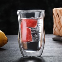 Mug à café en verre borosilicate transparent à double paroi, résistant à la chaleur, fait main, 250 ml (8 oz), design mignon, logo personnalisable, en stock.