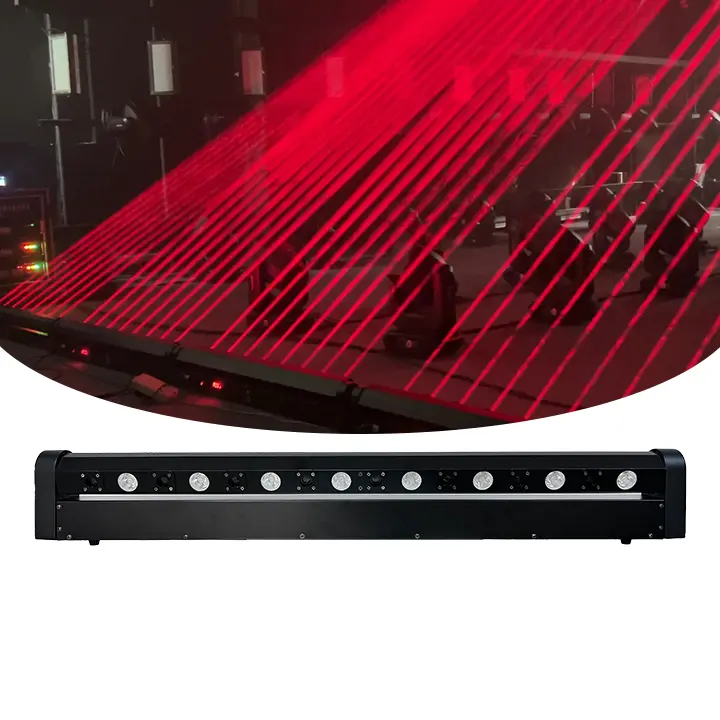 Barra de luz láser móvil LED roja de 8 ojos con efecto de persecución fluida para iluminación de escenario de fondo de discoteca