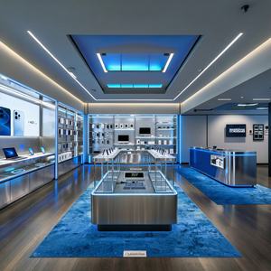 Vitrine de présentation de téléphone portable à écran en verre avec éclairage LED pour magasin de détail, armoire publicitaire, étagère - Product Image 5