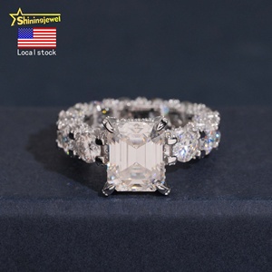 Nuovo <span class=keywords><strong>Anello</strong></span> di Fidanzamento con Moissanite Taglio <span class=keywords><strong>Smeraldo</strong></span> da 5 Carati, Gioiello di Lusso, Anelli in <span class=keywords><strong>Argento</strong></span> con Diamanti per Matrimonio, Spedizione dagli USA - Product Image 2