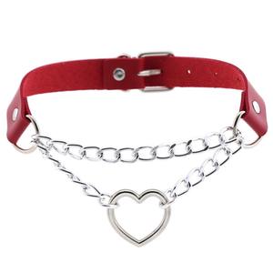 Moda Cosplay Harajuku Punk Rock gótico collar <span class=keywords><strong>Sexy</strong></span> PU cuero corazón redondo Spike Collar gargantilla collar accesorios para el cuerpo - Product Image 5