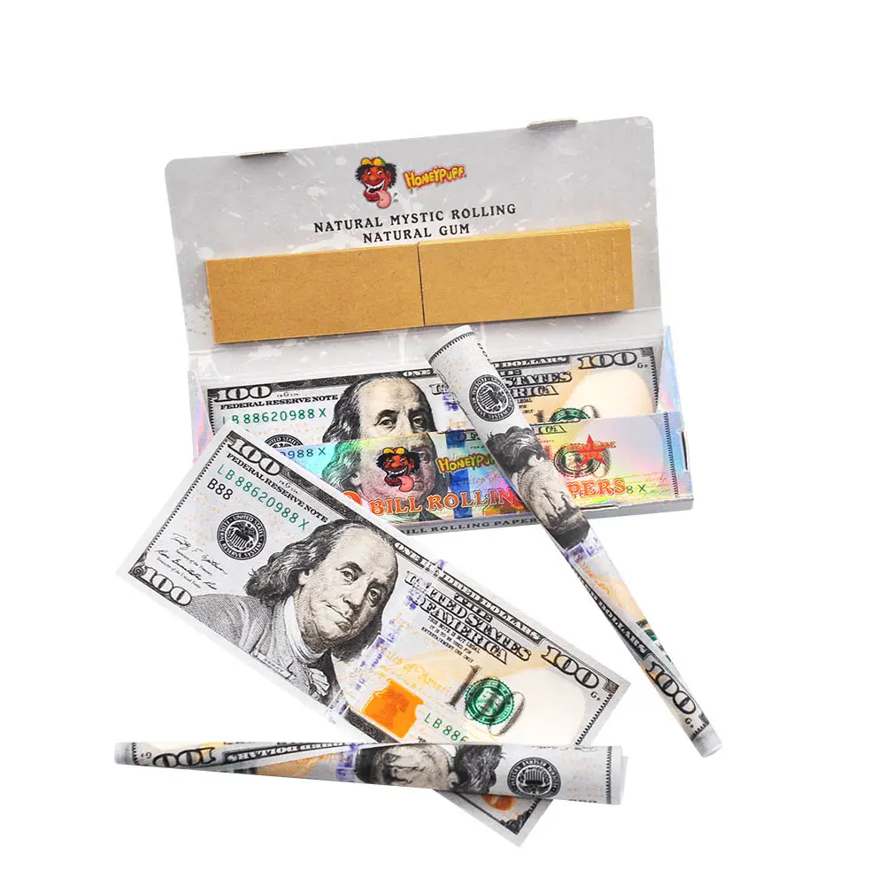 Натуральная Органическая 100 долларовая рулонная бумага с наконечниками фильтра, предварительно рулонные конусы, бумага для печати евро