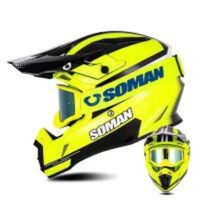 Casque de motocross intégral tout-terrain avec ensemble de lunettes, unisexe, en ABS, pour la conduite en montagne et les rallyes