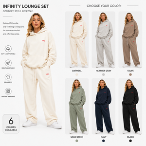 Ensemble 2 pièces brodé pour femme : sweat à capuche oversize avec poches et pantalon taille haute à jambes larges en molleton doux – Tenue décontractée BSCI OEM - Product Image 2