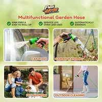 Tuyau d'arrosage extensible Flexi avec buse 8 fonctions, 15 m, léger, rétractable, anti-torsion, raccords en laiton massif 3/4 pouce, double latex