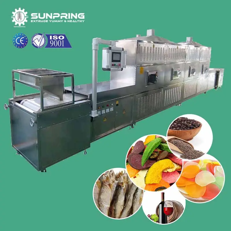 SUNPRING tunnel continuous industrial microwave oven maggots drying machine continuous tunnel dryer for food