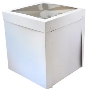 Penjualan Laris Kotak Kue Bergelombang Putih Kotak Kue Tinggi Persegi dengan Jendela PVC