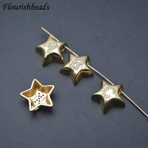 Metallo ottone a forma di stella CZ pavimentato 26 ventisei lettere distanziatore perline all'ingrosso - Product Image 3