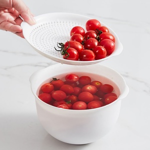 Kitchen <b>Sink</b> Fruit & Vegetable Washer PP Plastic Fruit Washing Draining Basket <b>Sieve</b> Colander & Strainer Bowl Set for Home Use - Product Image 6