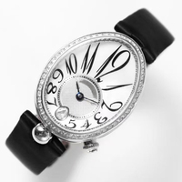 Montre automatique mécanique de luxe en édition limitée, boîtier ovale en acier argenté, cadran blanc, lunette sertie de diamants, montre de précision pour femmes Elite