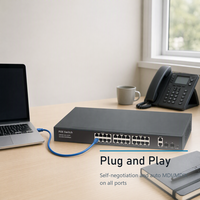 Commutateur PoE Gigabit 24 ports, un seul câble pour la transmission de l'alimentation et des données, pour l'installation de caméras IP et d'accessoires d'accès (AP)