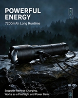 Lampe torche tactique rechargeable en aluminium haute puissance avec zoom, portée 1000m, fonction power bank et lampe latérale COB pour situations d'urgence