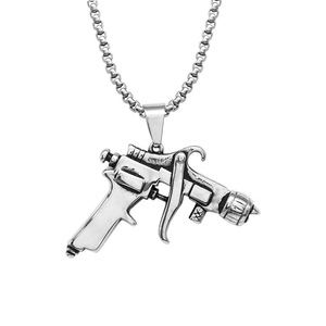 Collier en acier inoxydable plaqué or, pendentif en forme de pistolet, style punk, bijoux pour hommes, électroplaqué, avec chaîne de 60 cm, ALN26032091 - Product Image 6