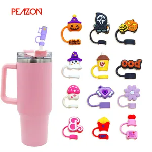 Personnalisé 10mm 0.4in Réutilisable Silicone Paille Couvre Caps Straw Toppers sublimation paille topper pour Tumbers tasse