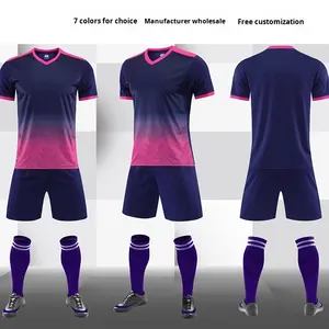 Оптовый комплект спортивной одежды для бега и футбола: футболка с коротким рукавом и V-образным вырезом, быстросохнущий, для мужчин и женщин, для тренировок и соревнований - Product Image 2