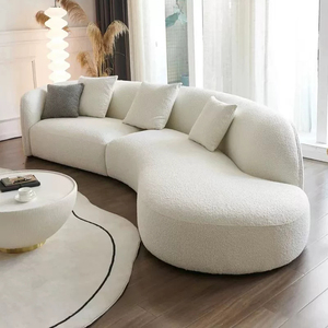 Canapé sectionnel moderne blanc incurvé en tissu, <span class=keywords><strong>2</strong></span> places, rembourré, pour bureau et appartement, vente en gros - Product Image 1