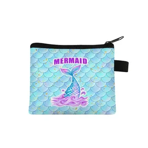 <span class=keywords><strong>Portamonete</strong></span> Casual a Forma di Sirena per Bambini, Chiusura con Cerniera, 5x4 Pollici, Borsa Portaoggetti in Poliestere con Design Cartone Animato 2D - Product Image 1