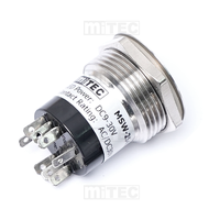 MiTEC Premium Acier Inoxydable LED Métal Bouton Poussoir 19mm 25mm on OFF SPDT DPDT Avec IP66 Plat Convexe Bouton