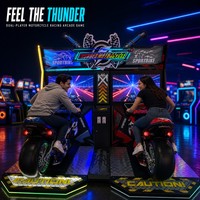 Jeu d'arcade de course de moto avec deux écrans LCD et éclairage LED pour centre de jeux commercial
