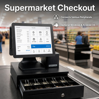 Equipo POS con pantalla táctil de 15 pulgadas, adecuado para equipos POS todo en uno en restaurantes y máquinas POS en supermercados.
