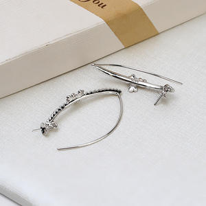 Accessoires DIY en Argent S925 Wenchi, Grandes boucles d'oreilles Baotou, Plateau vide 8-9 pour boucles d'oreilles tendance pour femme, Modèle de boucles d'oreilles semi-finies en perles 1759 - Product Image 4